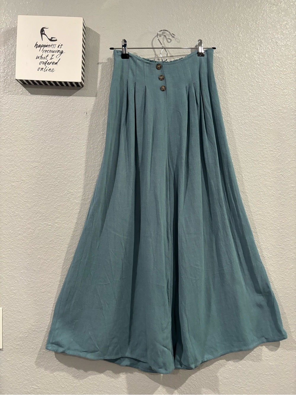 Teal Wide Leg Pleated Pants